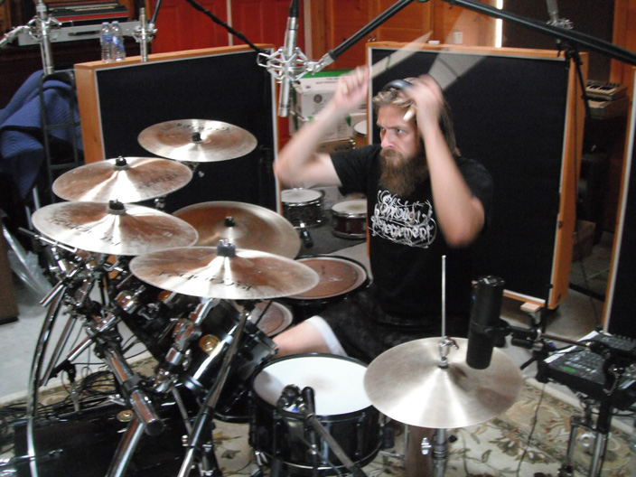 Woods of Ypres drummer in the studio 2011