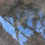 Puddle with sky reflection