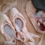 Demi-pointe shoes on the left, MDM ballet flats on the right.