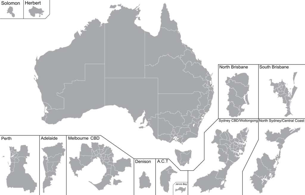 Map of Australian Electoral Divisions 2019