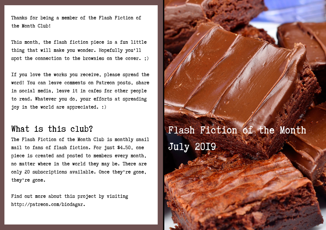 Flash Fiction of the Month Club, July 2019