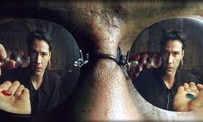 correspondence - Neo in the matrix red pill blue pill